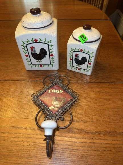 Rooster Canisters & Decorative Hook