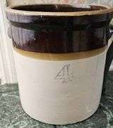 Stoneware Crock Cream & Brown No. 4