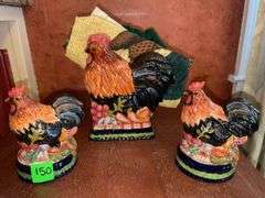 Rooster Salt n Pepper Shakers, Napkin Holder & Dish Towel