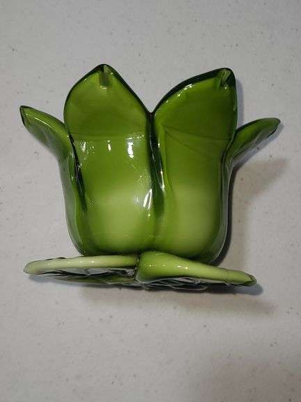 Ceramic Green Tuplip Votive Candle Holder