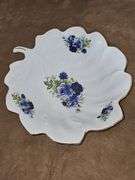 Formalities Blue Victorian Rose Leaf Shaped Trinket Decor Bowl