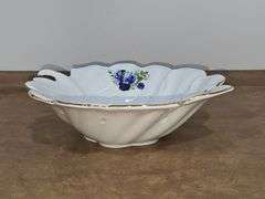Formalities Blue Victorian Rose Leaf Shaped Trinket Decor Bowl