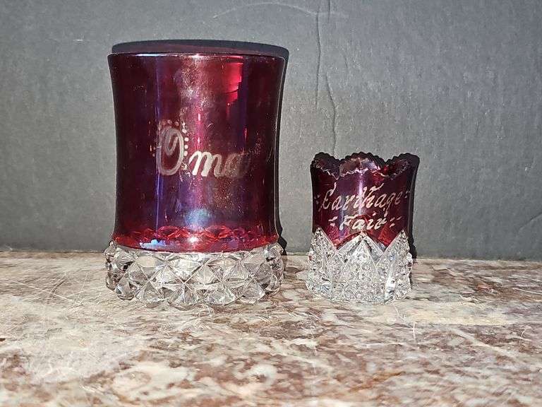 Early EAPG Ruby Red Flash Glass & Ruby Stained Glass - Baker Auctions ...