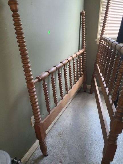 Antique Jenny Lind Bed Country Full Size Wood Spindle Headboard Footboard