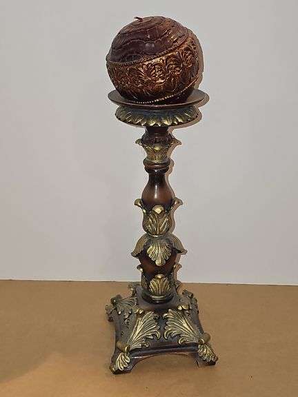 Ornate candle holders with ornate balls