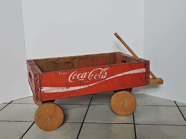 Vintage Coca-Cola crate converted to wagon