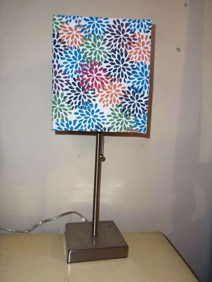 Silver lamp with square shade