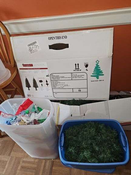Christmas Trees & totes of Christmas items
