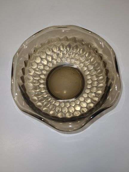 Vintage Smokey brown /Gray Candy Dish With Ruffled Rim