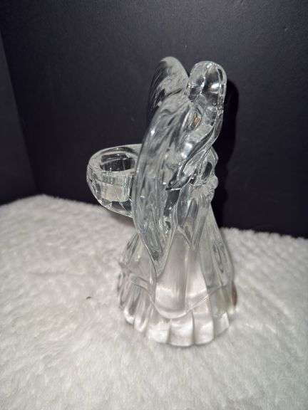 Clear Crystal Class Footed Vase & Clear Crystal Angel Holder