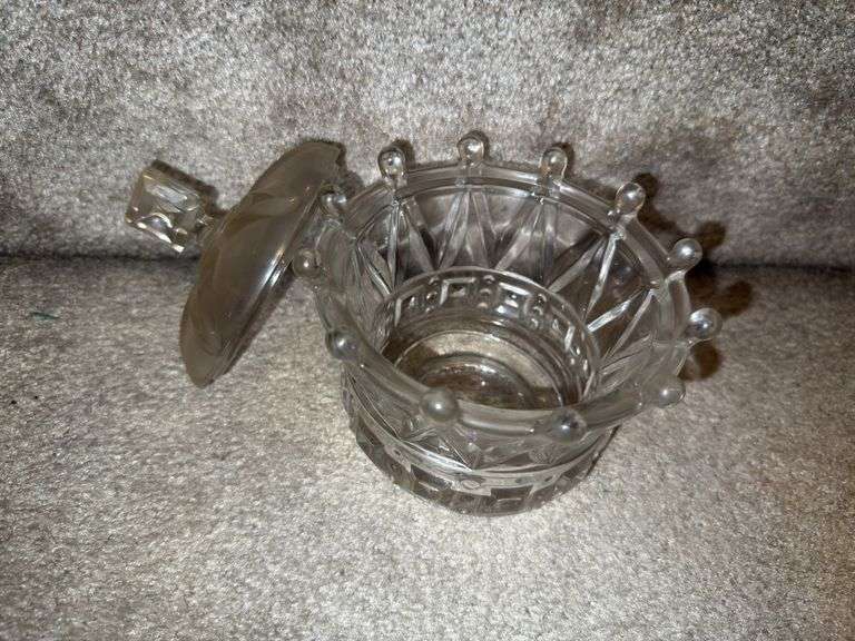 Cut Glass Candy Dish with Lid