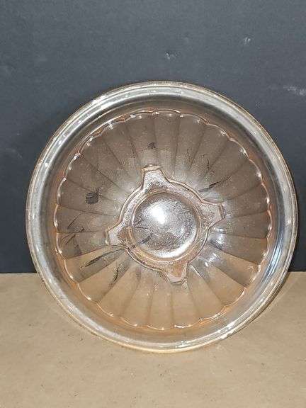 Vintage 9.5" Pink Tint Glass Ribbed Mixing Bowl