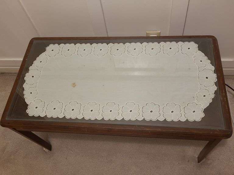 Vintage table with glass insert