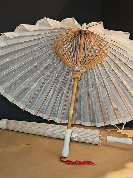 Wooden and cloth oriental style umbrellas