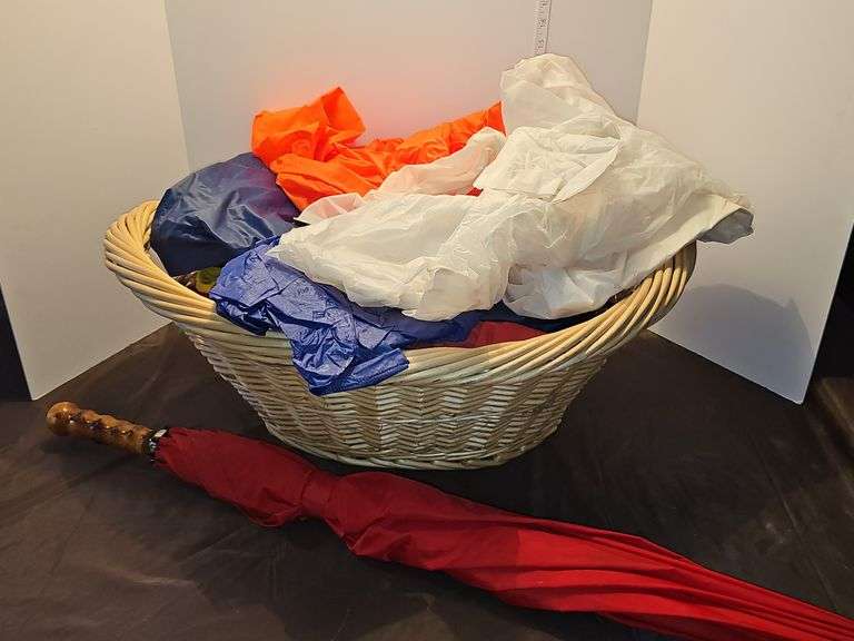 Wicker basket of rain items