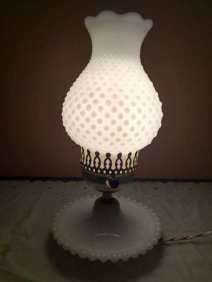 Milk glass electric lamp