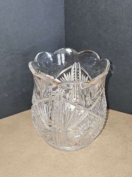 Vintage Indiana Glass Clear Stars and Bars Fairy Lamp Light TOP ONLY & cut glass vase