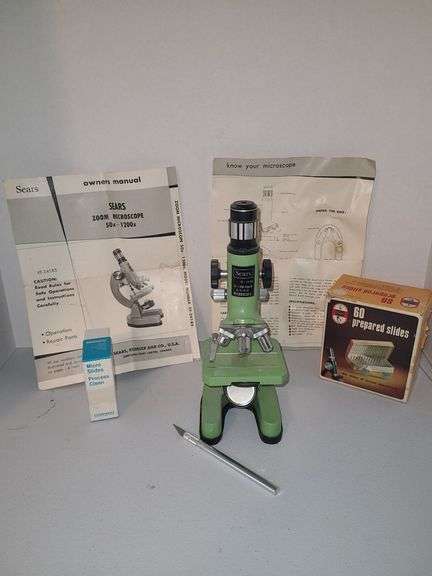 Vintage microscope & accessories