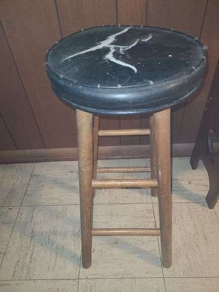 Card table, metal folding chair,  & stool