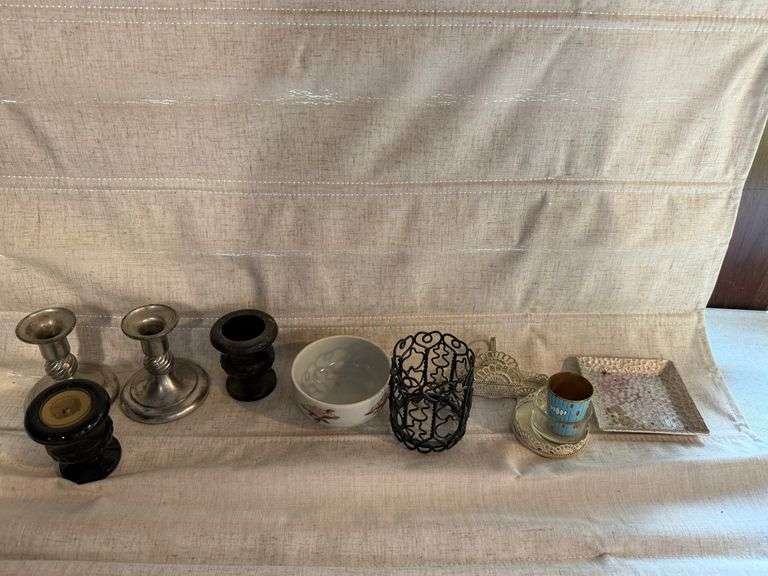 Various Candle Holders & New BIC Lighter