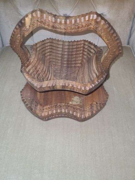 Hand-carved Collapsible Wooden Basket