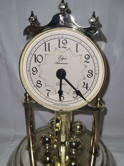 Elgin Mantel Quartz Dome Clock Rotating Pendulum