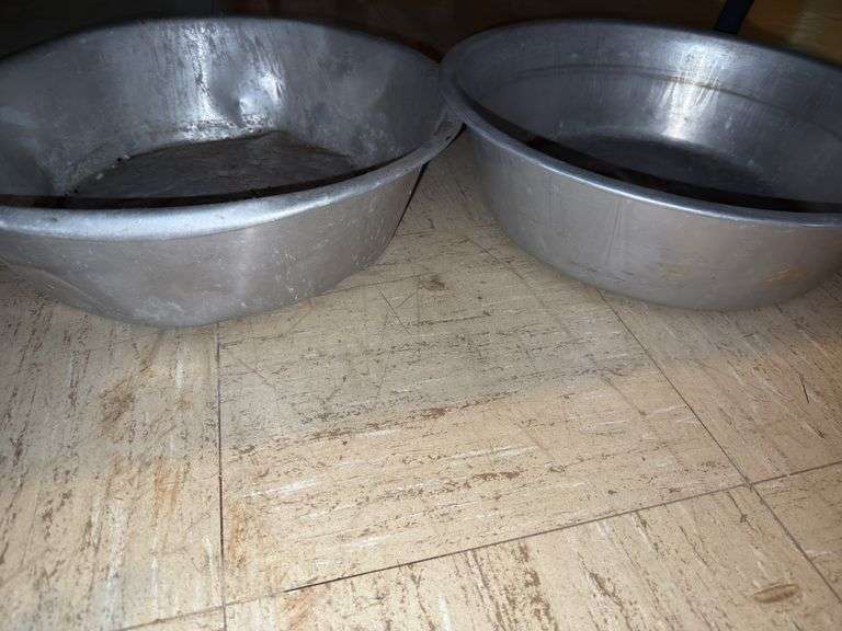 Vintage aluminum wash pans.
