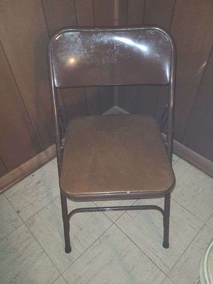 Card table, metal folding chair,  & stool