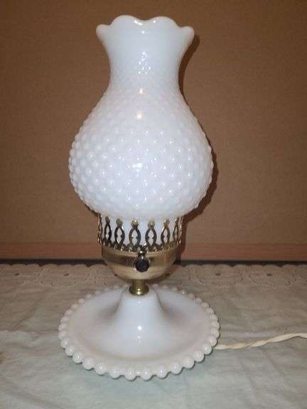 Milk glass electric lamp