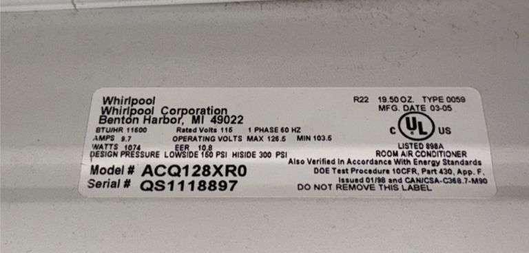 Whirlpool A/C unit