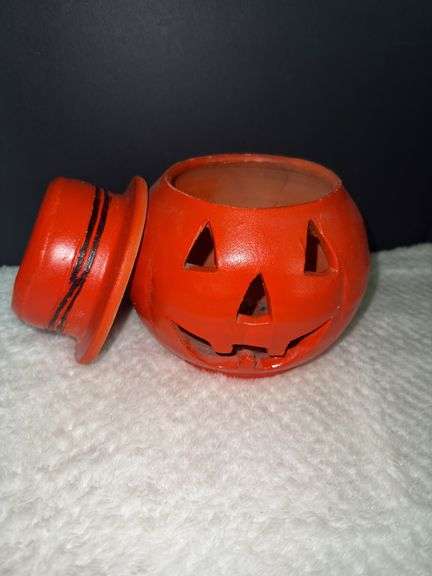 Terracotta Jack-o-Lantern with Hat