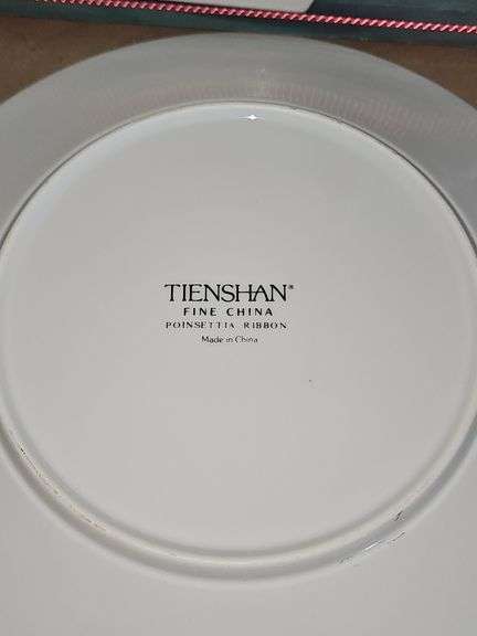 Poinsettia & Ribbons Porcelain Holiday Cake Plate 10.5" & Server