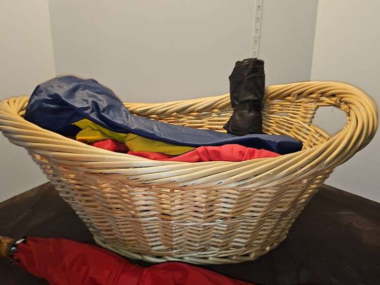 Wicker basket of rain items