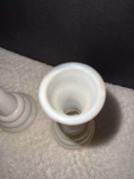 2 Milk Glass Bud Vases