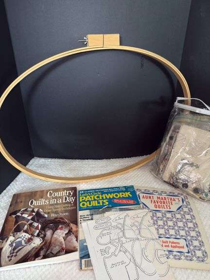 Vintage Oval Quilting Ring & Various Quilting Accessories
