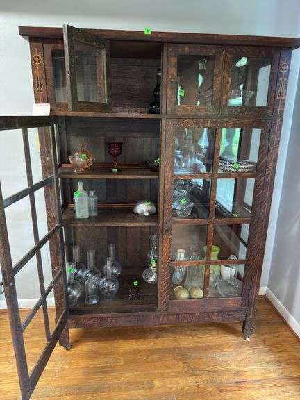 Wooden & glass library book case