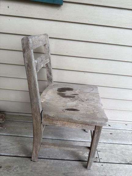 Small child's chair/display chair, concrete,  porcelain planters & more.