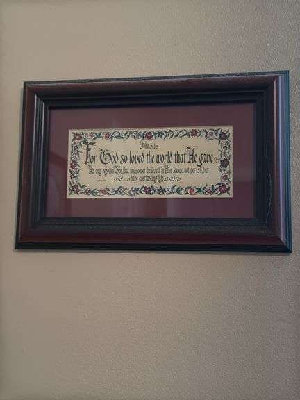 Vintage 1984 “The Footprints of God” by Ken Brown, Small Framed John 3:16 Biblical verse &  Framed C