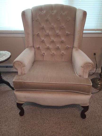 Crushed velvet cream colored Wingback chair