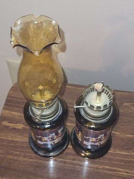 Vintage 1970’s Made in Hong Kong Amber “Last Supper” Oil Lamps