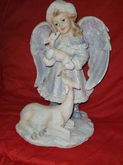 Music box angel with dove & angel with deer