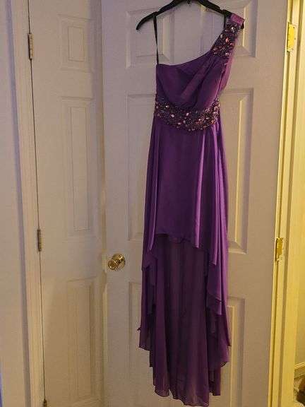 Purple prom dress & silver shoes