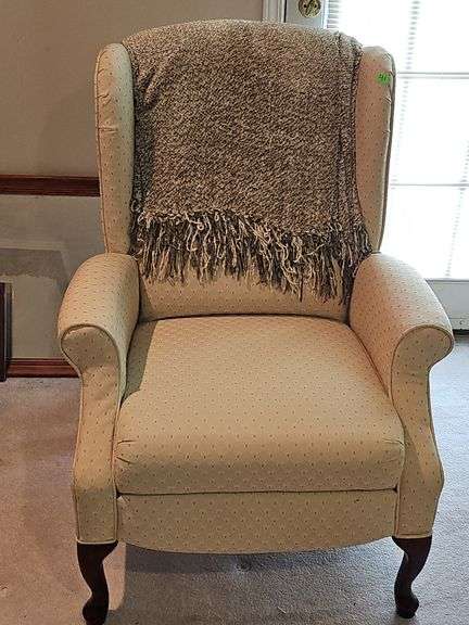 Wing back chair & throw