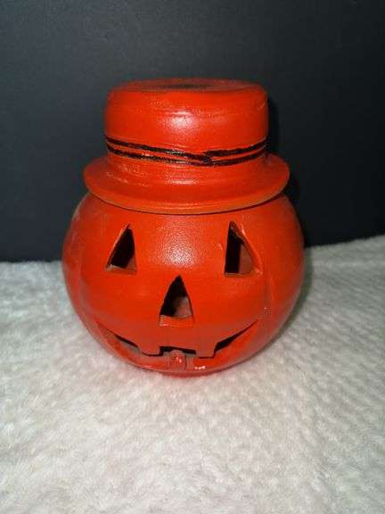 Terracotta Jack-o-Lantern with Hat
