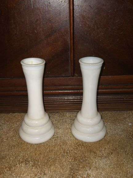 2 Milk Glass Bud Vases