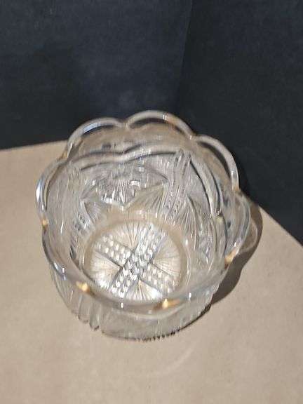 Vintage Indiana Glass Clear Stars and Bars Fairy Lamp Light TOP ONLY & cut glass vase