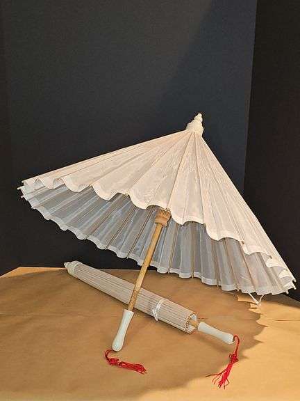 Wooden and cloth oriental style umbrellas