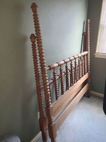 Antique Jenny Lind Bed Country Full Size Wood Spindle Headboard Footboard