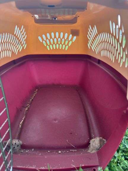 Tan and red dog carrier