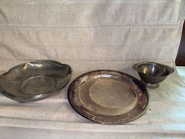 Metal serving trays & candy dish